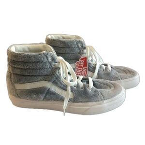 Vans Size Men 7 Women 8.5 faux fur high top sneakers. NWT gray white unisex